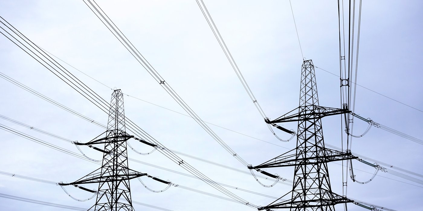 High voltage electricity pylons and power lines
